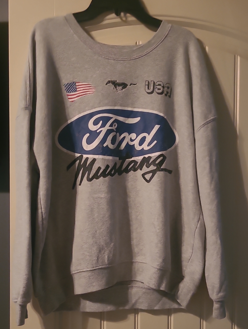 Ford Gray Crewneck Sweatshirt with Blue Logo and Black Script